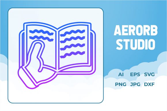Book Icon Holding Book Vector Gradient Review for Embroidery Projects