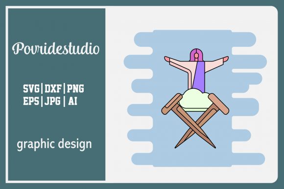 Easter Flat Icon Jesus Color Outline for Branding and Packaging