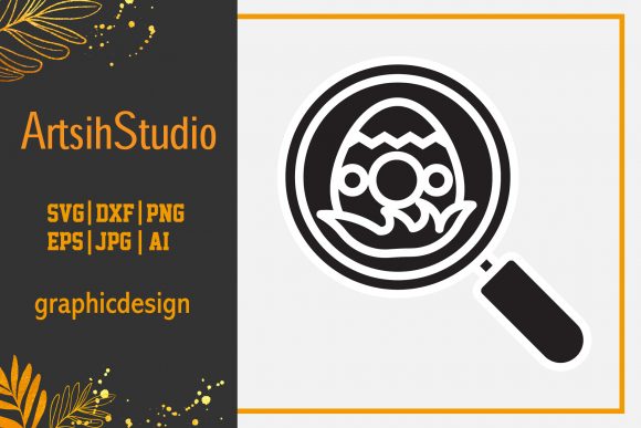 Easter Icon Magnifying Glass Black Fill: A Festive Graphic Asset for Local Branding