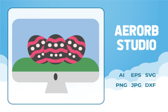 Easter Icon Monitor Vector Illustration: A Festive Graphic Design Asset for Local Branding