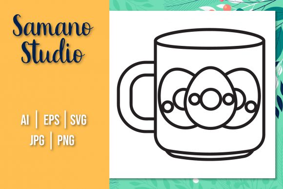 Easter Icon Vector Black Line Art Cup: A Versatile Graphic Design Freebie for Local Business Branding