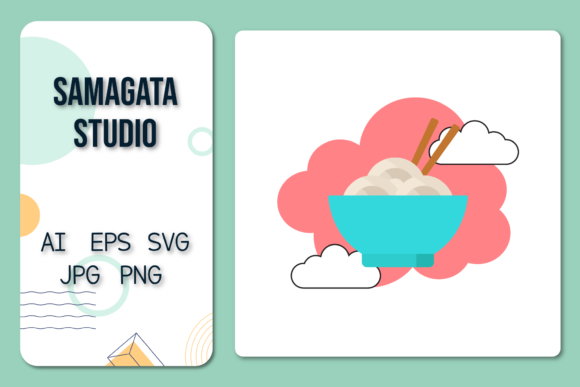 Food Noodle Icon Cloud Style: A Versatile Graphic Freebie for Brand Design