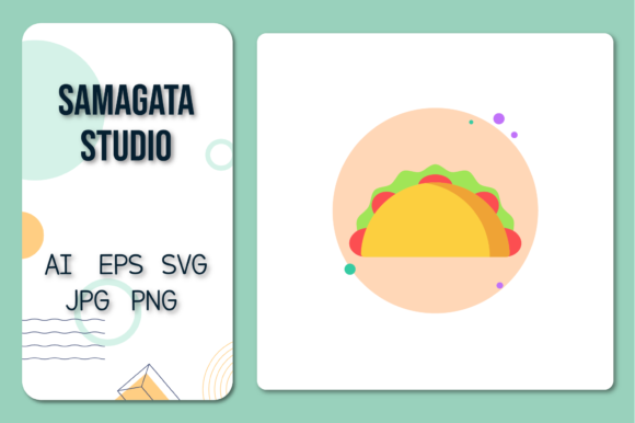 Food Taco Icon Circle Bubble Style for Embroidery Projects