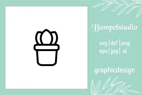 House Icon Plant Leaf Pot Line Black – A Must-Try Graphic Design Freebie
