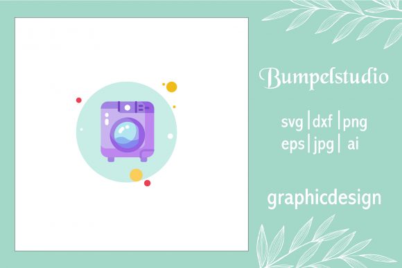 House Icon Washing Machine Circle Blue – A Versatile Graphic Design Freebie for Crafters