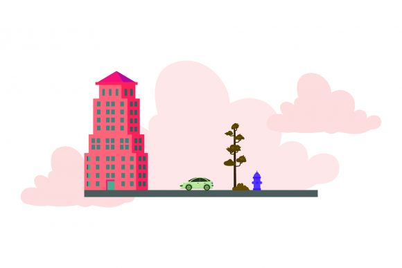 Illustration City Flat Building Red – A Versatile Graphic Design Freebie