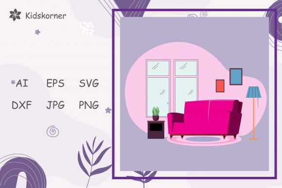 Living Room Stylish Interior Graphic Design Freebie for Crafters